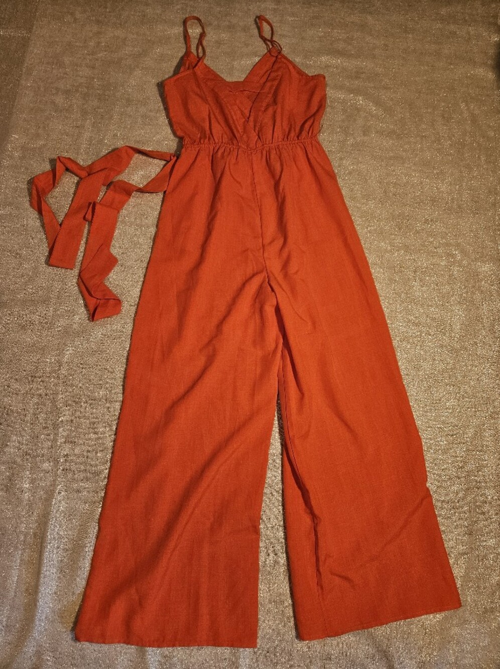 Flying Tomato Sleeveless Wide-Leg Jumpsuit in Vivid Orange